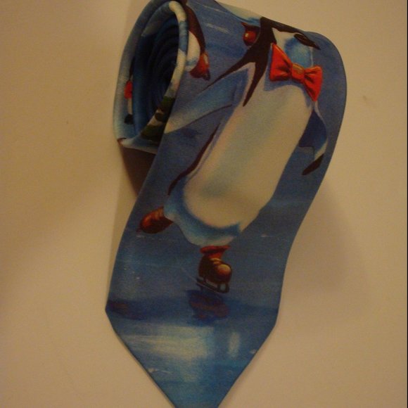 Ralph Marlin Penguin Christmas Neck Tie Ugly 1990 - Picture 2 of 5